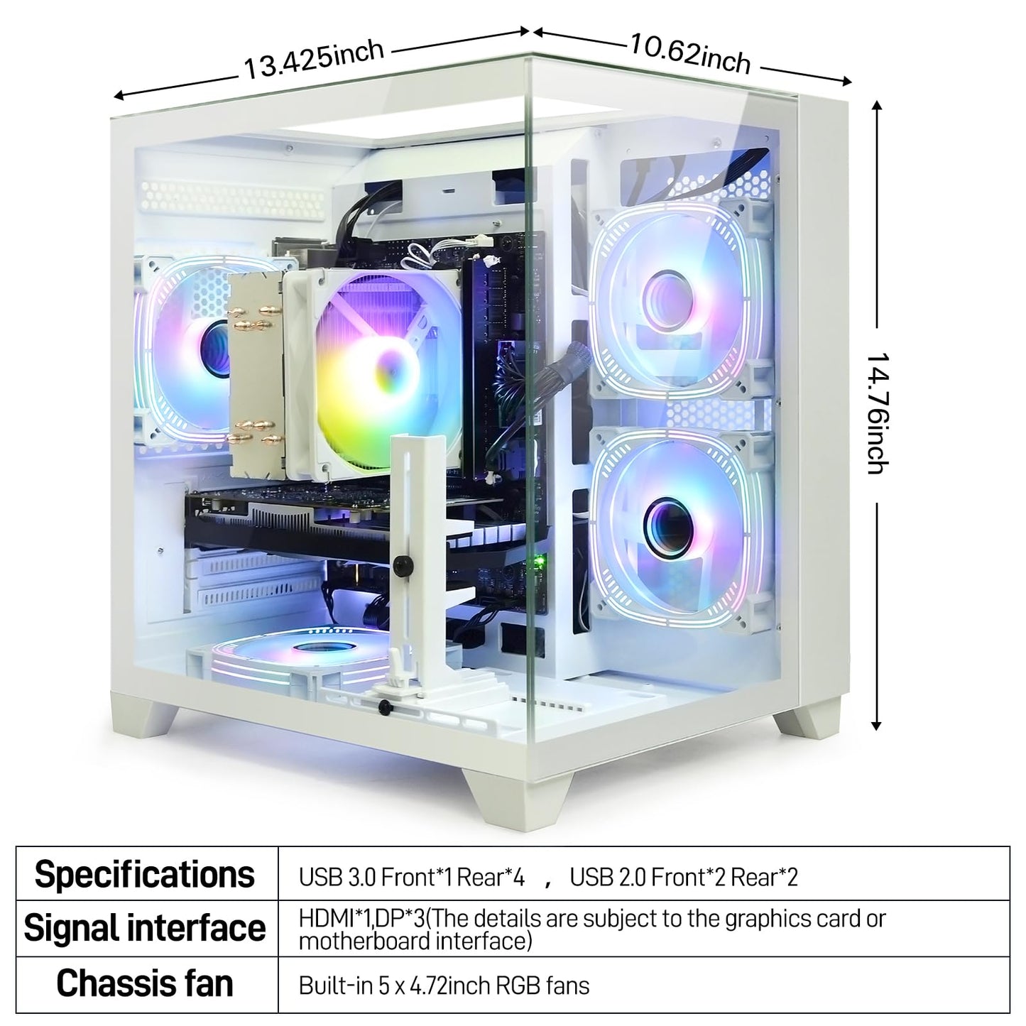 LXZ Gaming Desktop PC Core i5-13400F & Arc B580 12GB GPU, 32GB RAM, 1TB SSD - High Performance Desktop Computer for Gaming/Design (White)