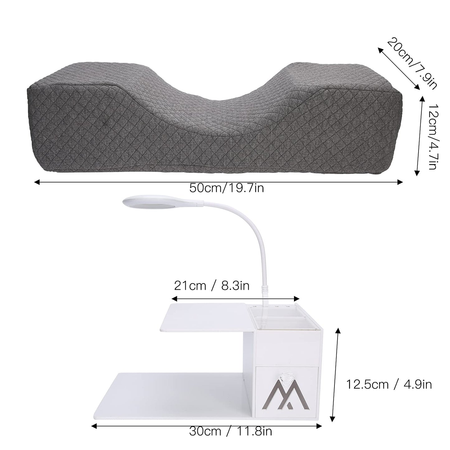 Akozon Eyelash Extension Neck Pillow Acrylic Grafting Soft Sponge Shelf Organizer Stand LED Light Set with Beauty Salon Pillow for Lash Eyelash Lash Curve Pillow Neck Contour Pillow