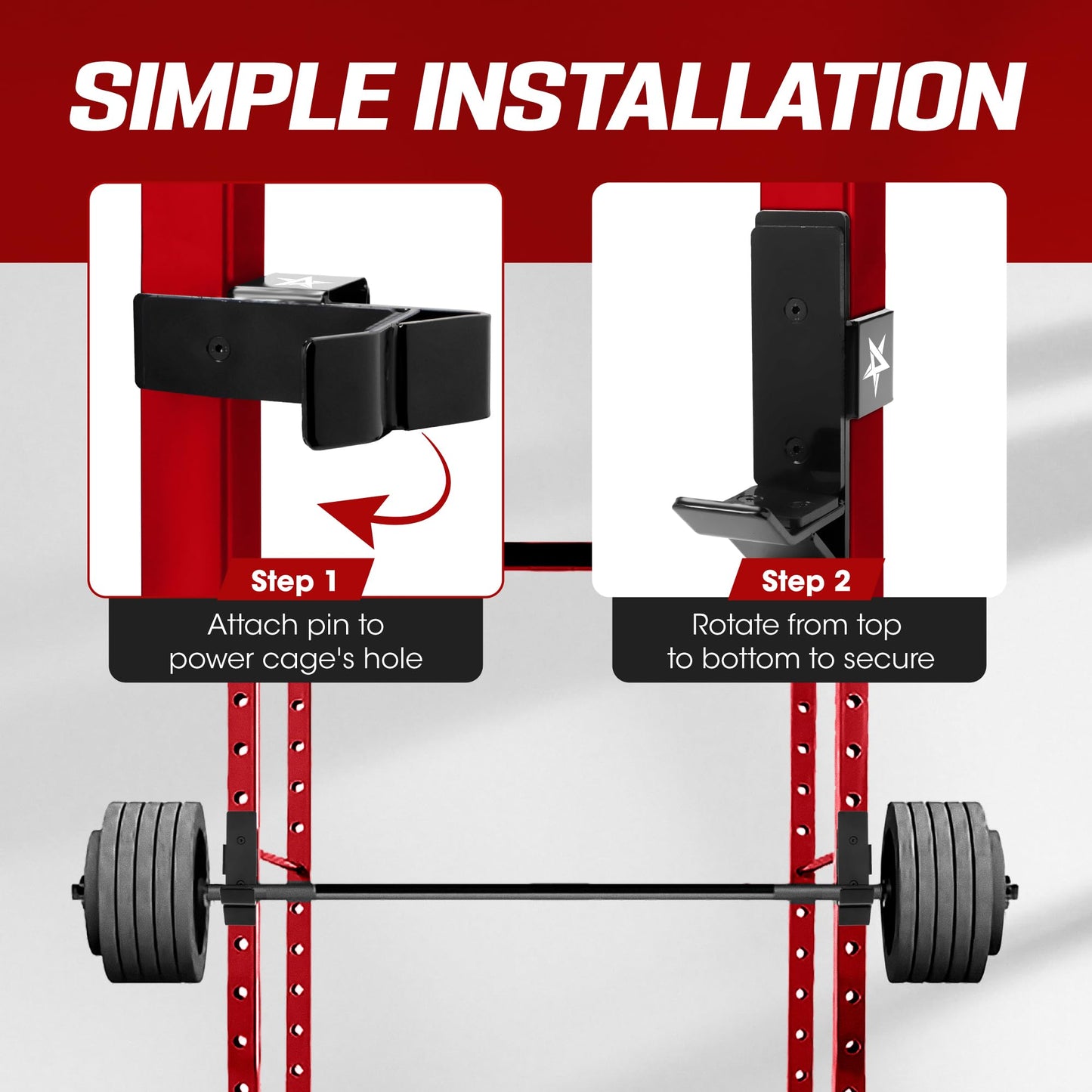 Yes4All Alloy Steel J-Hook 2 * 2, Hole 1/2 Power Rack Attachments - Capacity 1,000 lbs for Squat Rack for Home Gym
