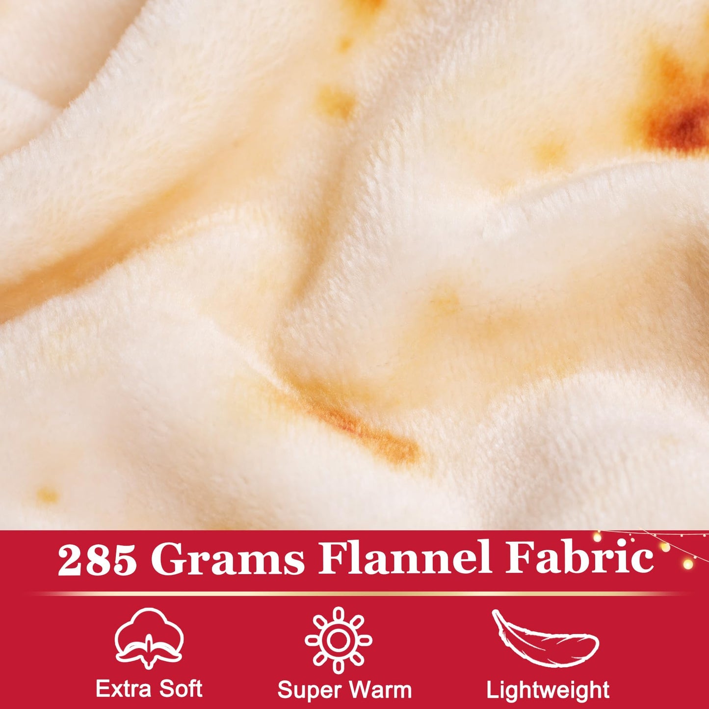 Jorbest Burritos Tortilla Throw Blanket Birthday Gifts for Adult and Kids, Giant Tortilla Food Blanket Funny Gifts for Dad Mom Women Men Teen, 285 GSM Soft Flannel Taco Blanket (Yellow, 60 inches)