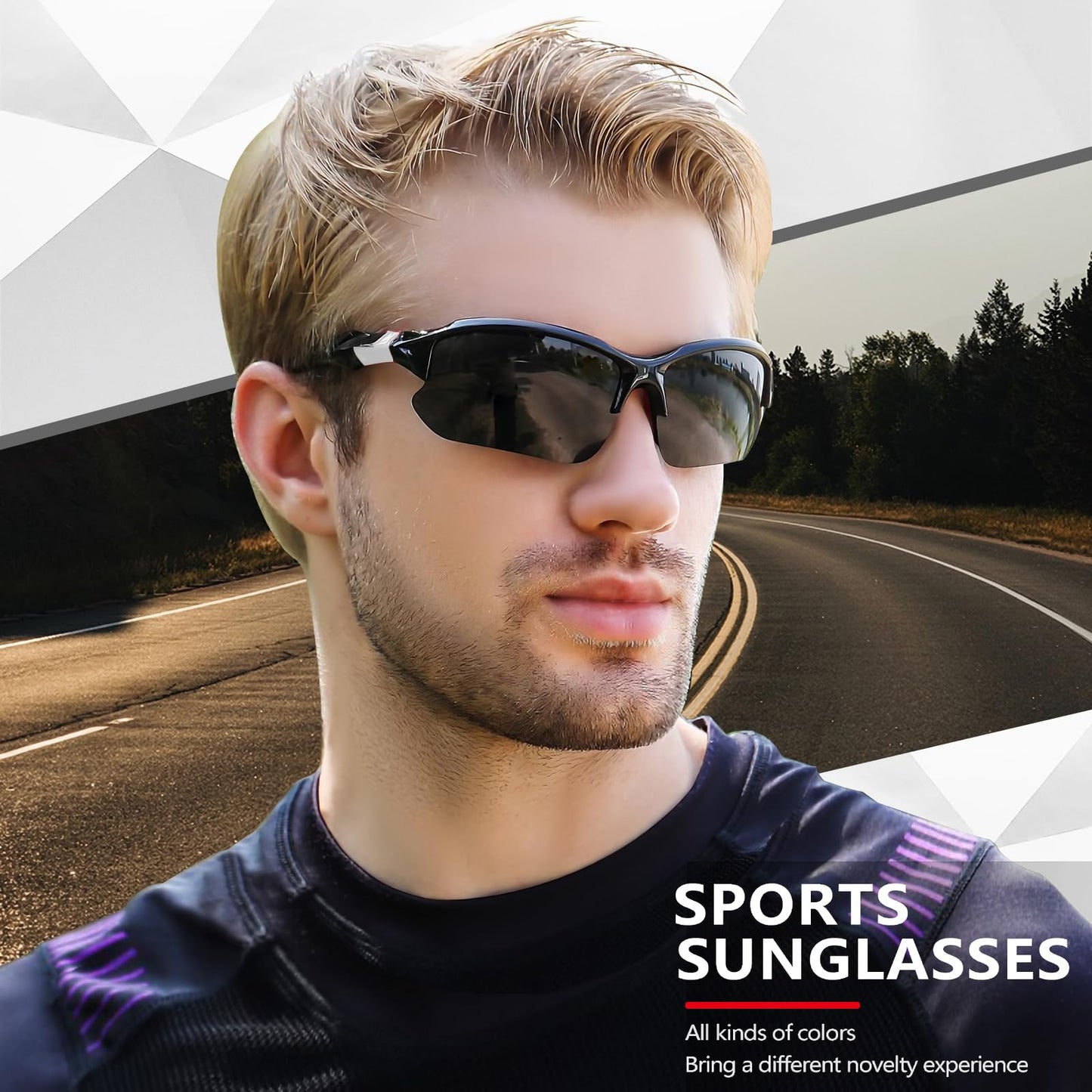 DioKiw 2PACK Sports Polarized Sunglasses for Men Cycling Running Fishing UV400 Protection Sun Glasses Lightweight Half Frame Goggles