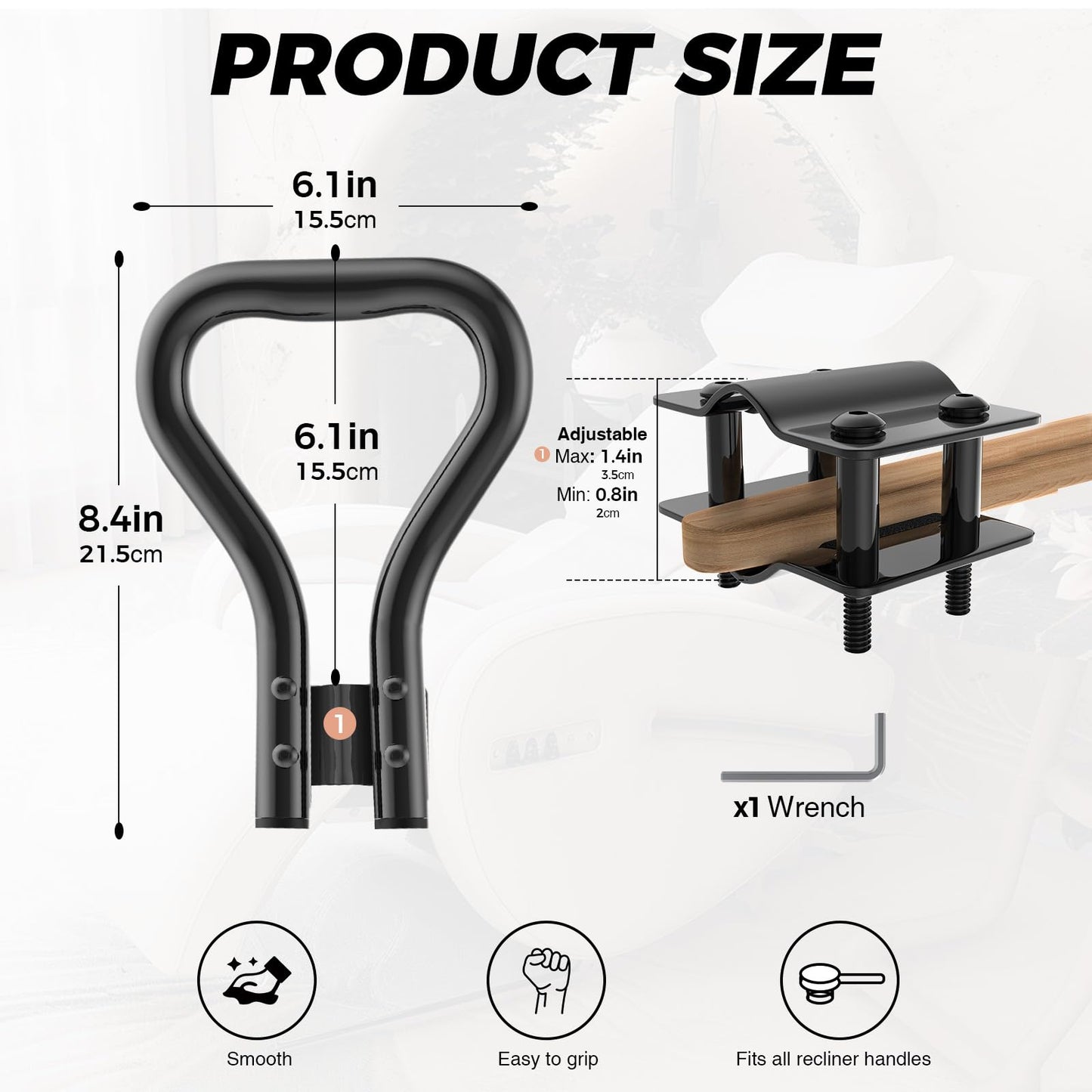 AIYOTAR Recliner Handle Extender, Recliner Lever Extender, Lazy Boy Chair Handle Extender Replacement, Recliner Chair Arm Extension for Elderly Operate Recliner Chair Handle Lever&Lift Footrest Easier