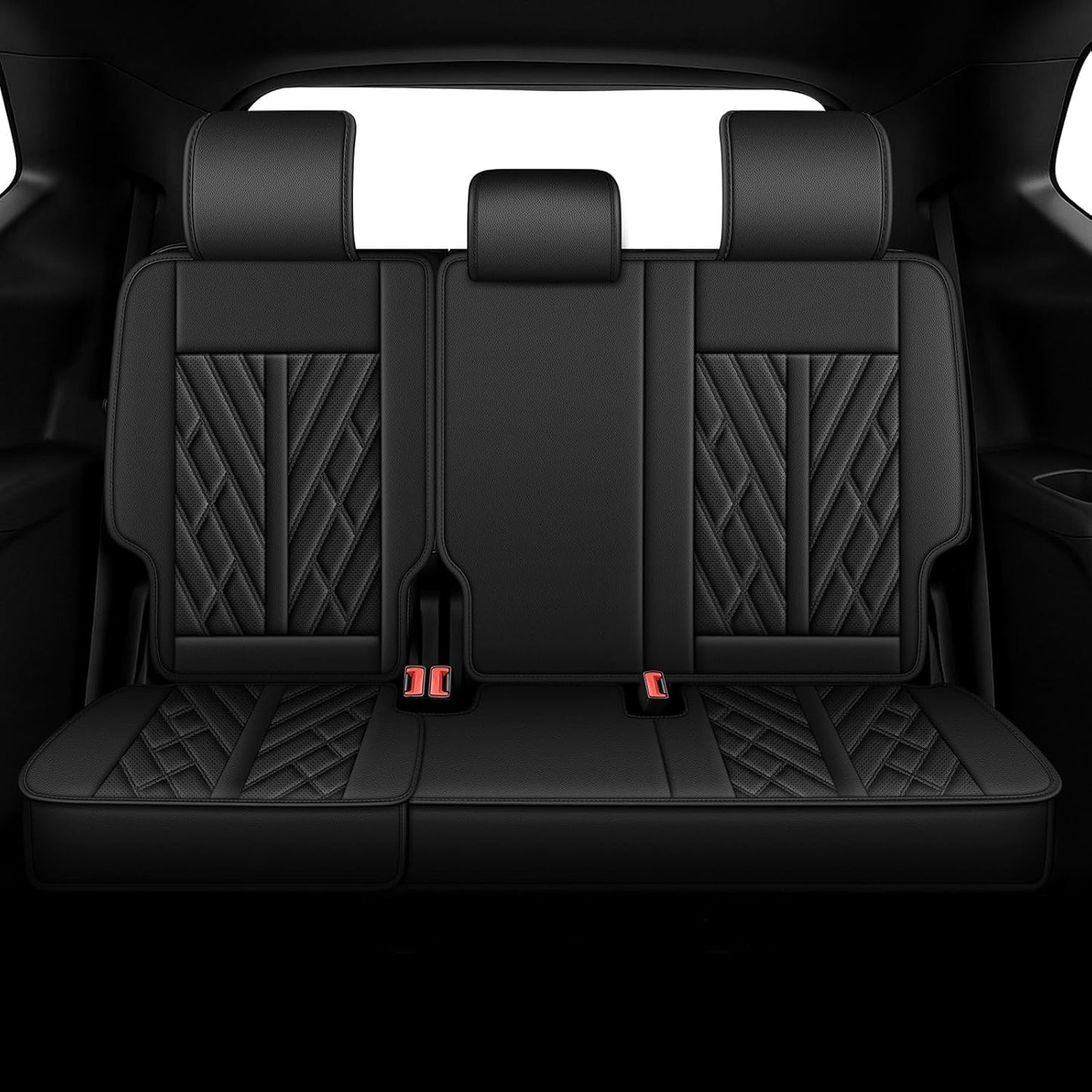 RAWAKORW 7 Passenger Seat Covers fit for Chevy Traverse 2018-2023: Leather Car Seat Cover Interior Accessories Customer Fit 7 Seater Protector (Black)
