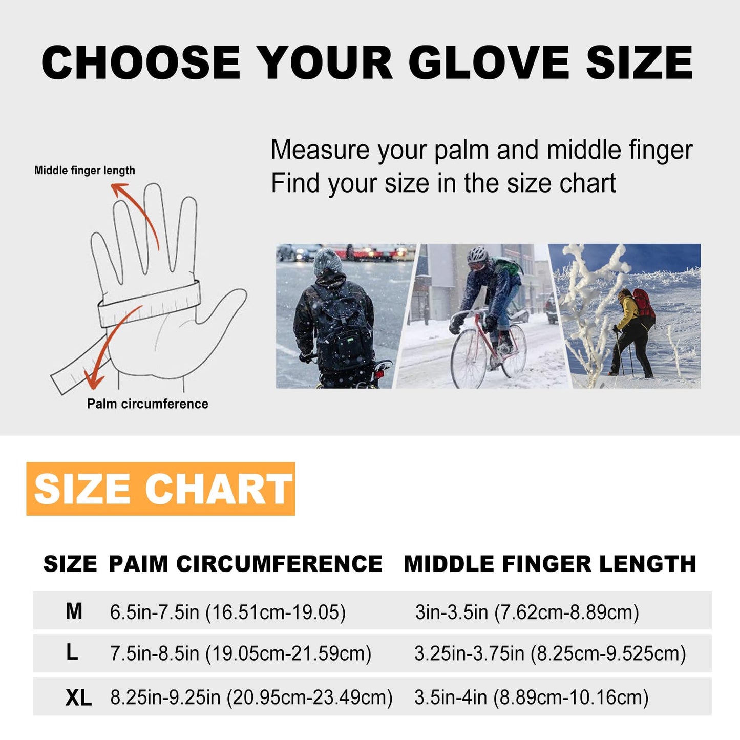 AIJIEKE Winter Gloves for Men Women, Cold Weather Gloves, Windproof Warm Gloves, Touch Screen Gloves, Waterproof Gloves for Work, Sports Running Gloves for Driving Fishing Cycling, XL