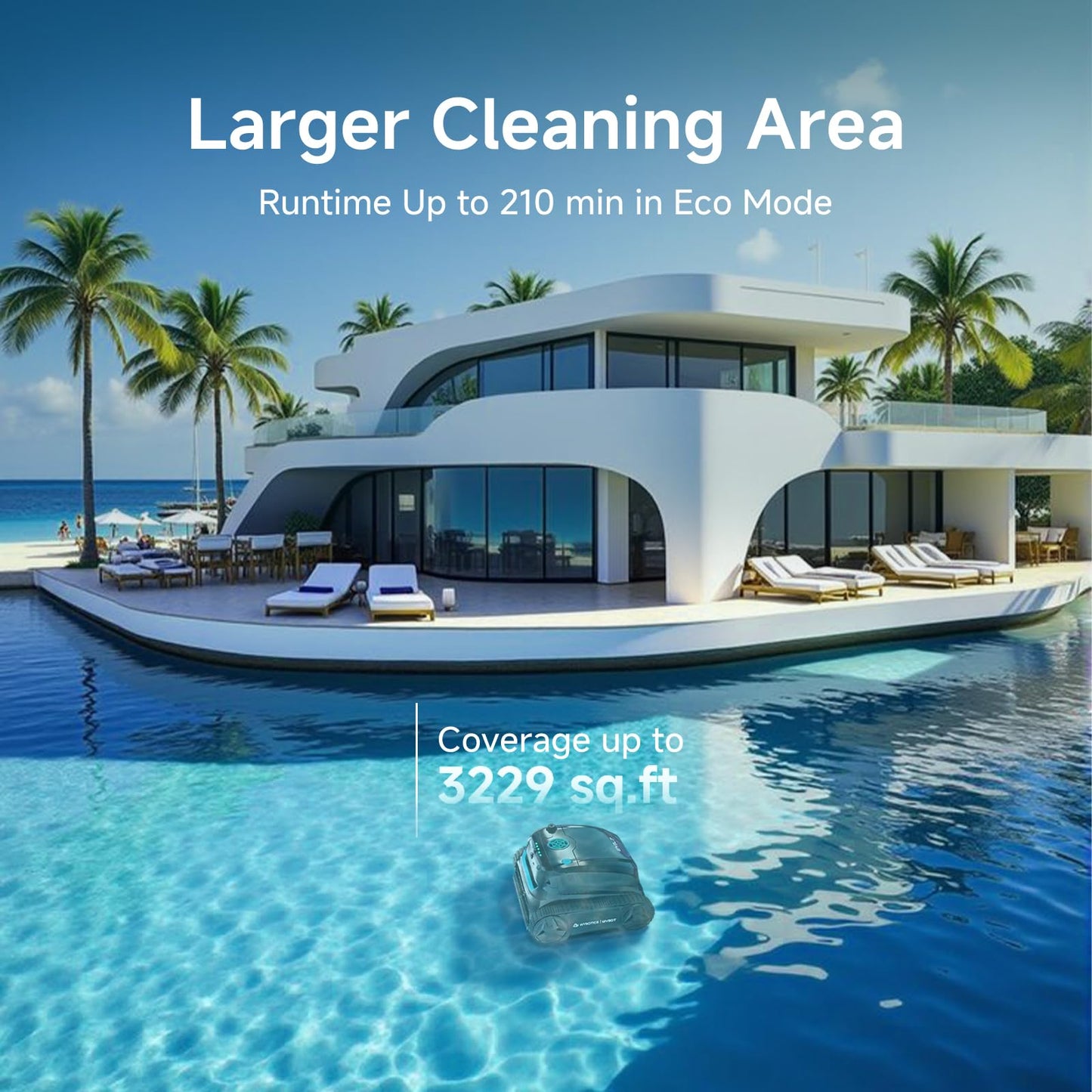 (2025 New) WYBOT S2 Vision AI Camera Cordless Pool Vacuum Robot for Inground Pools up to 3229 sq.ft, 8 Mode Robotic Pool Cleaner, 210min Runtime, Powerful Suction, Wall and Waterline Cleaning, Black