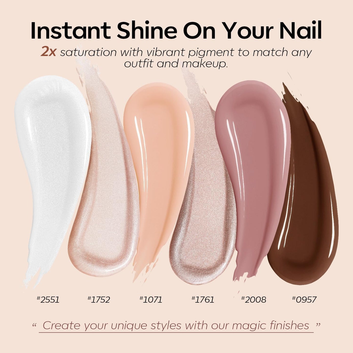 modelones Gel Nail Polish Set, 6 Colors Nude Hema Free Gel Polish Skin Tone Neutral Brown Pink Glitter Shimmer Nude Nail Polish Starter Kit Soak Off All Season Manicure DIY Salon Gift