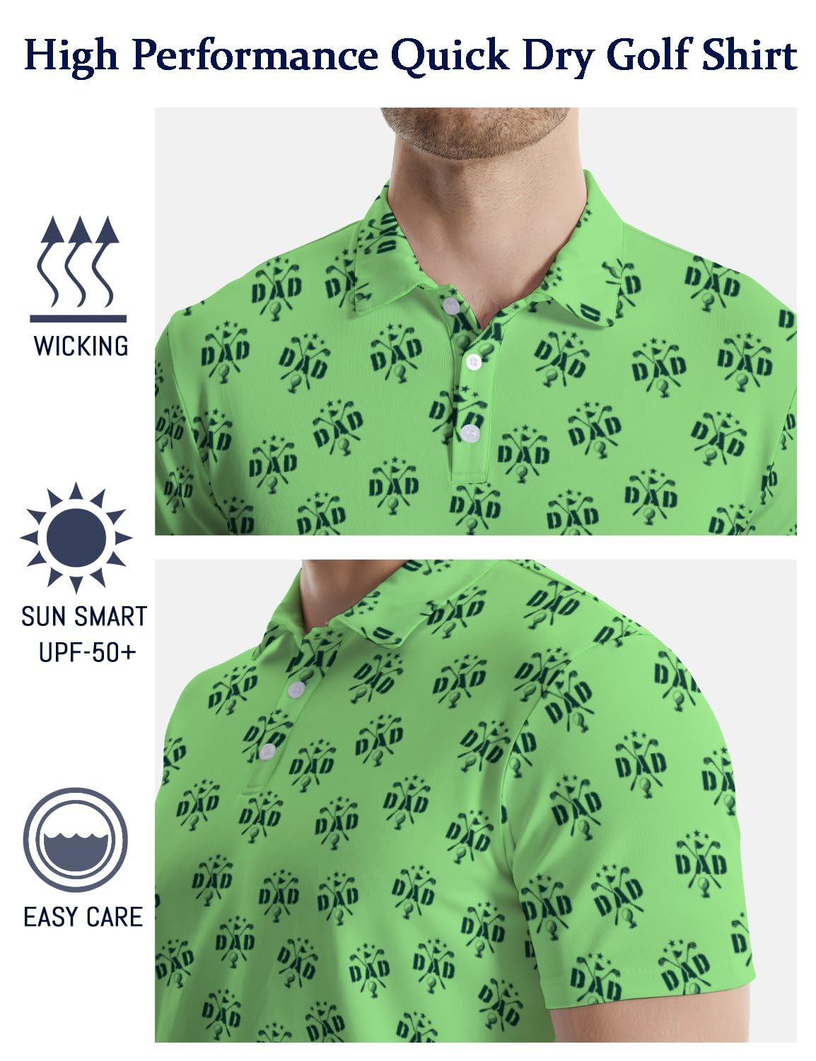 MSCPZH Golf Shirts for Men Dad Golf Polo Shirts for Men Short Sleeve Polo Shirts Golf Mens Polo