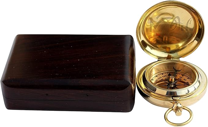 Backpacking Navigation Handmade Brass Personalize Compass for Best Man Get Well Hiking Camping Hunting Trekking Sailing Adventure Travelling Graduation Day Birthday Gifts for Son Back to School