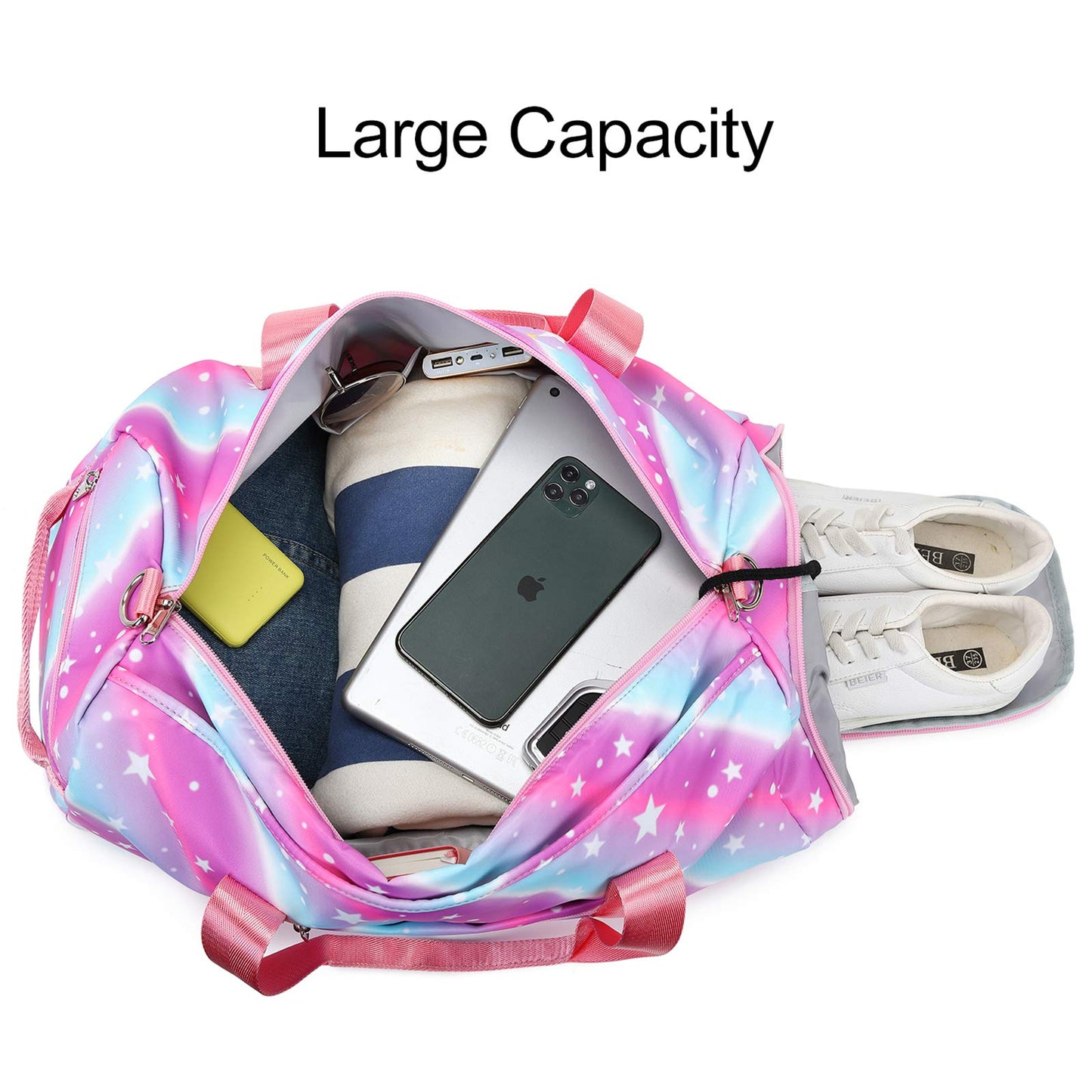 Duffle Bag for Grils Sport Gym Bag Weekender Carry On Workout Duffel Overnight Shoulder Bag with Shoe Compartment (purple)