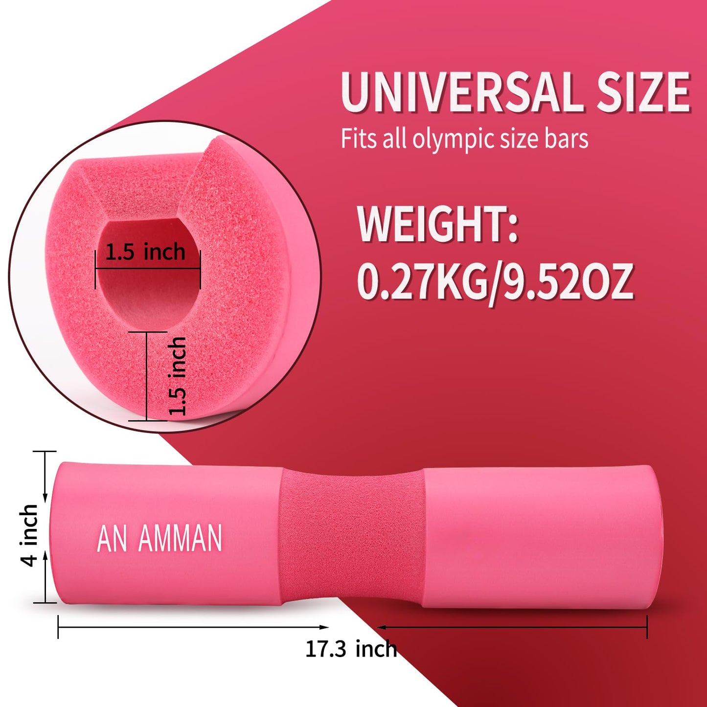 AN AMMAN Barbell Pad Perfect for Squat, Hip Thrust - Relieves Neck and Shoulder Pain Thick Foam Cushion - Gym Workout Smith Machine Thruster Weightlifting Grey Marble Pattern AM001PT