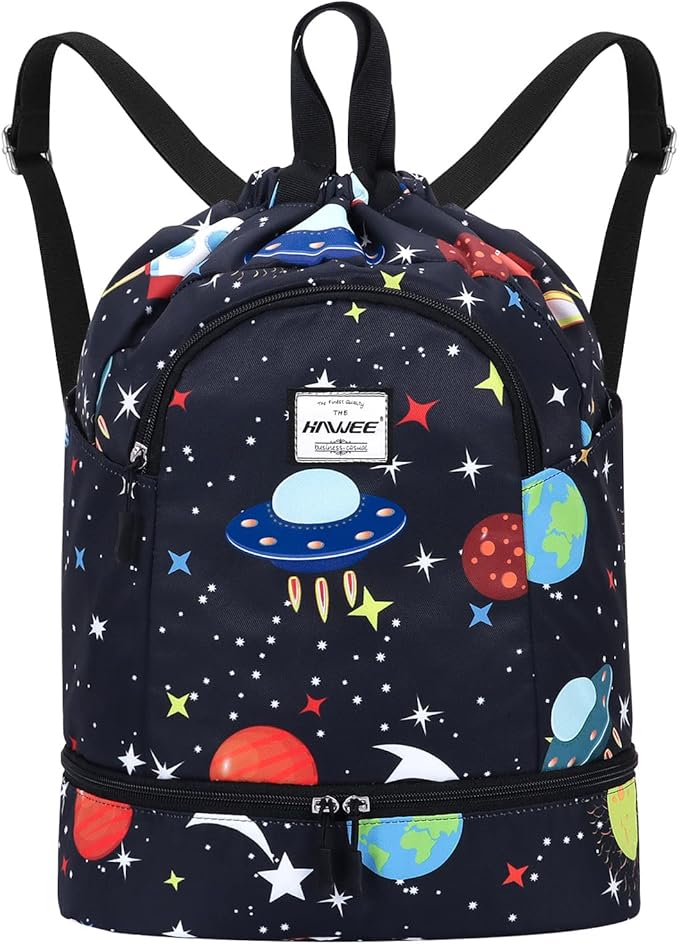 Dry Wet Drawstring Backpack with Shoe Compartment for Women Adjustable Gym Bag