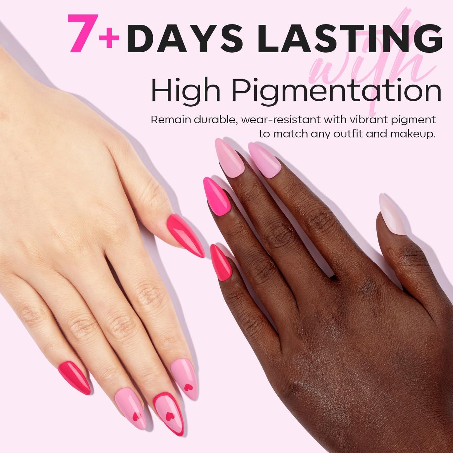 modelones Pink Nail Polish 6 Colors Hot Pink Tones Neon Shades Magenta Light Soft to Dark 2025 Spring Nail Art Design for Women Girl Nail Lovers Valentine's Day Gift Salon DIY Manicure Kit