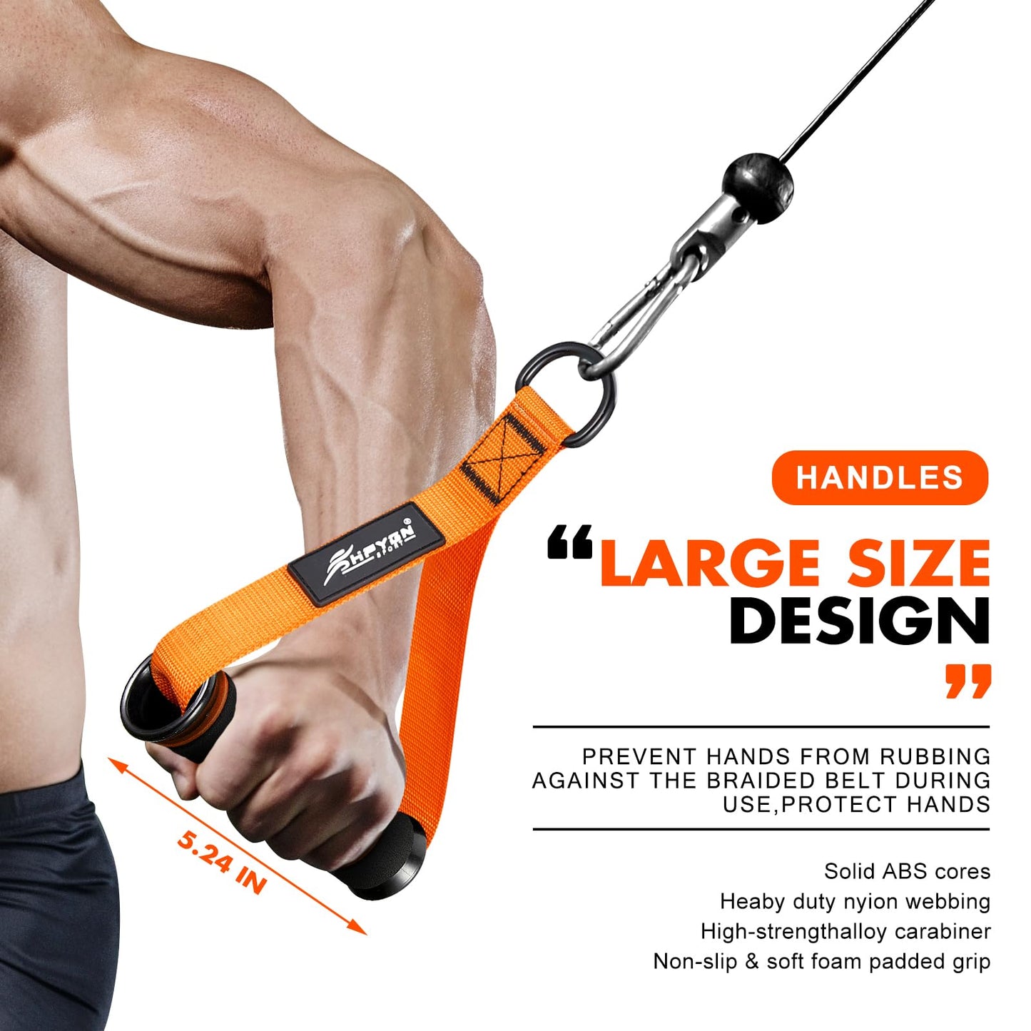 Exercise Handles, Gym Replacement Handle Attachments for Cable Machine Pulleys, Resistance Band and Strength Trainer, Pull Down Workout Accessories, Home Gym Add On Equipment