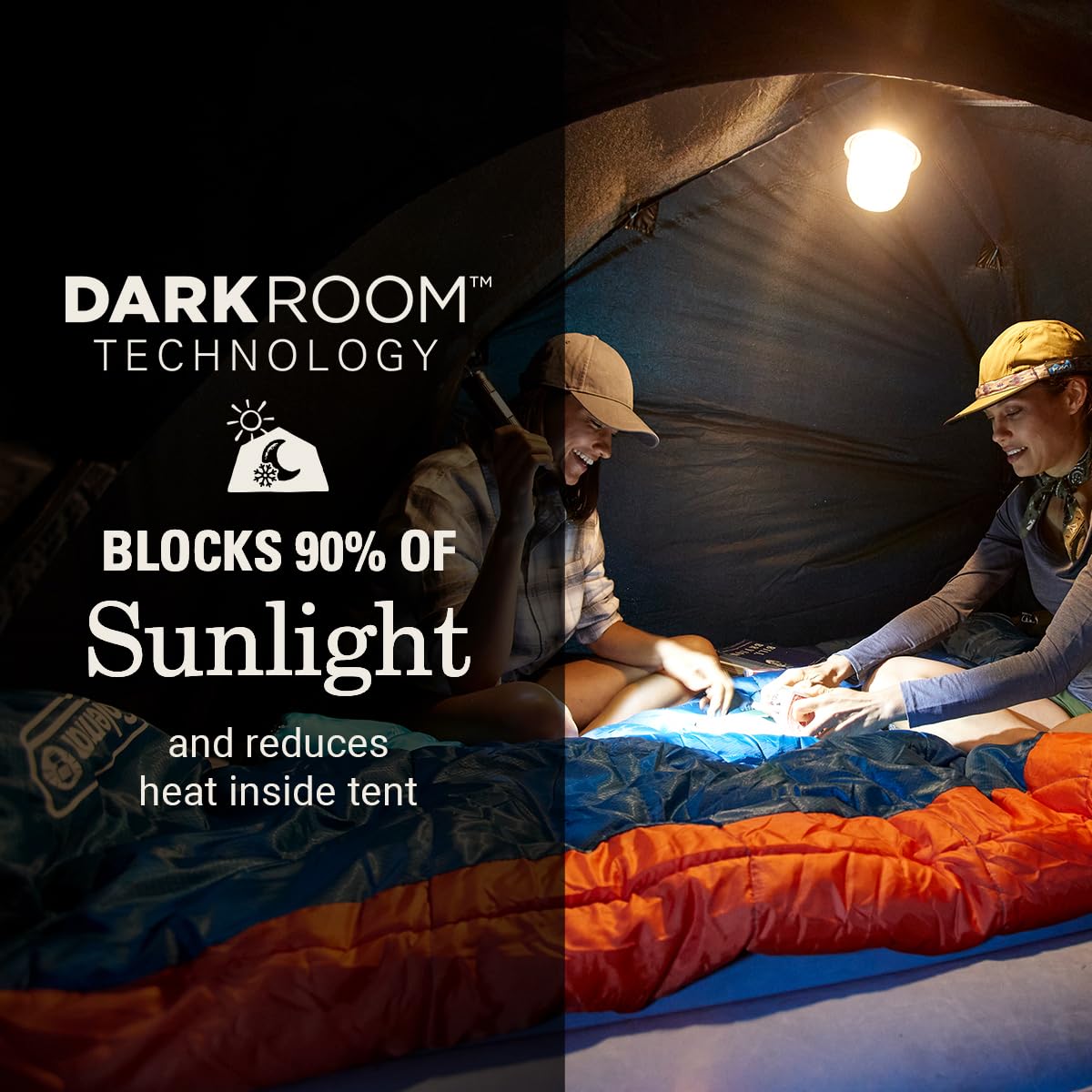Coleman Skydome Dark Room Tent with Screen Room & 5-Minute Setup, Weatherproof 4/6 Person Tent Blocks 90% of Sunlight, Rainfly & Carry Bag Included, Made of PFAS-Free Materials