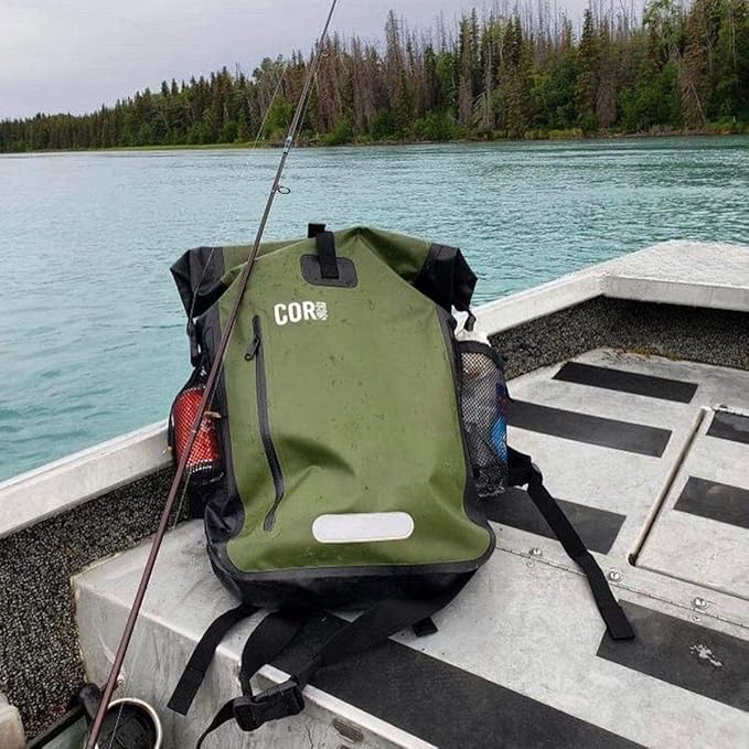 Waterproof Backpack with Laptop Sleeve | Heavy Duty Hiking, Kayak Dry Bag Backpack | Roll-Top Closure (40L Green)