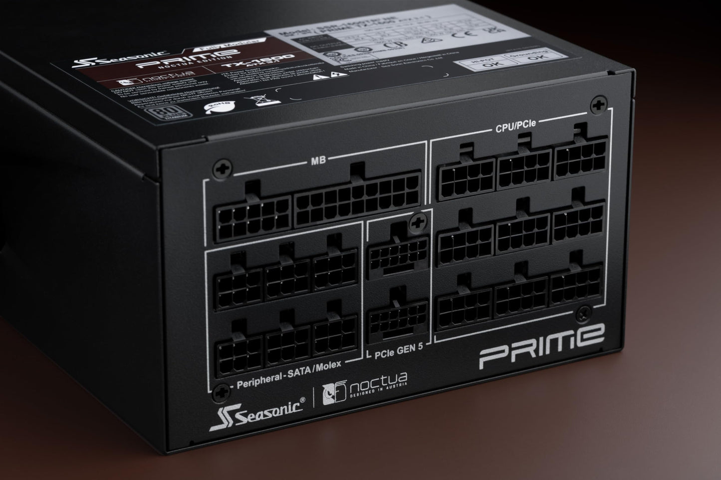 Seasonic Prime TX-1600 Noctua Edition, Ultra-Quiet Fully Modular 1600W 80 Plus Titanium Efficiency ATX 3.1 PC Power Supply (Black/Brown) with US AC Power Cord