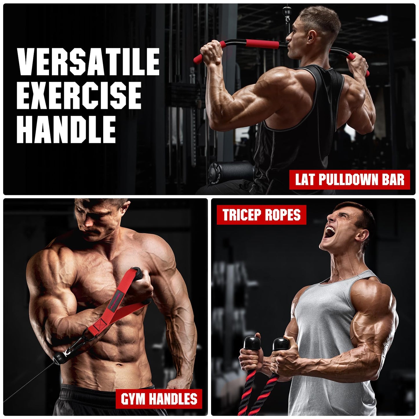 RENRANRING Weight Cable Pulley System Gym, Upgraded Cable Pulley Attachments for Gym LAT Pull Down, Biceps Curl, Tricep, Arm Workouts - Weight Pulley System Home Gym Add On Equipment