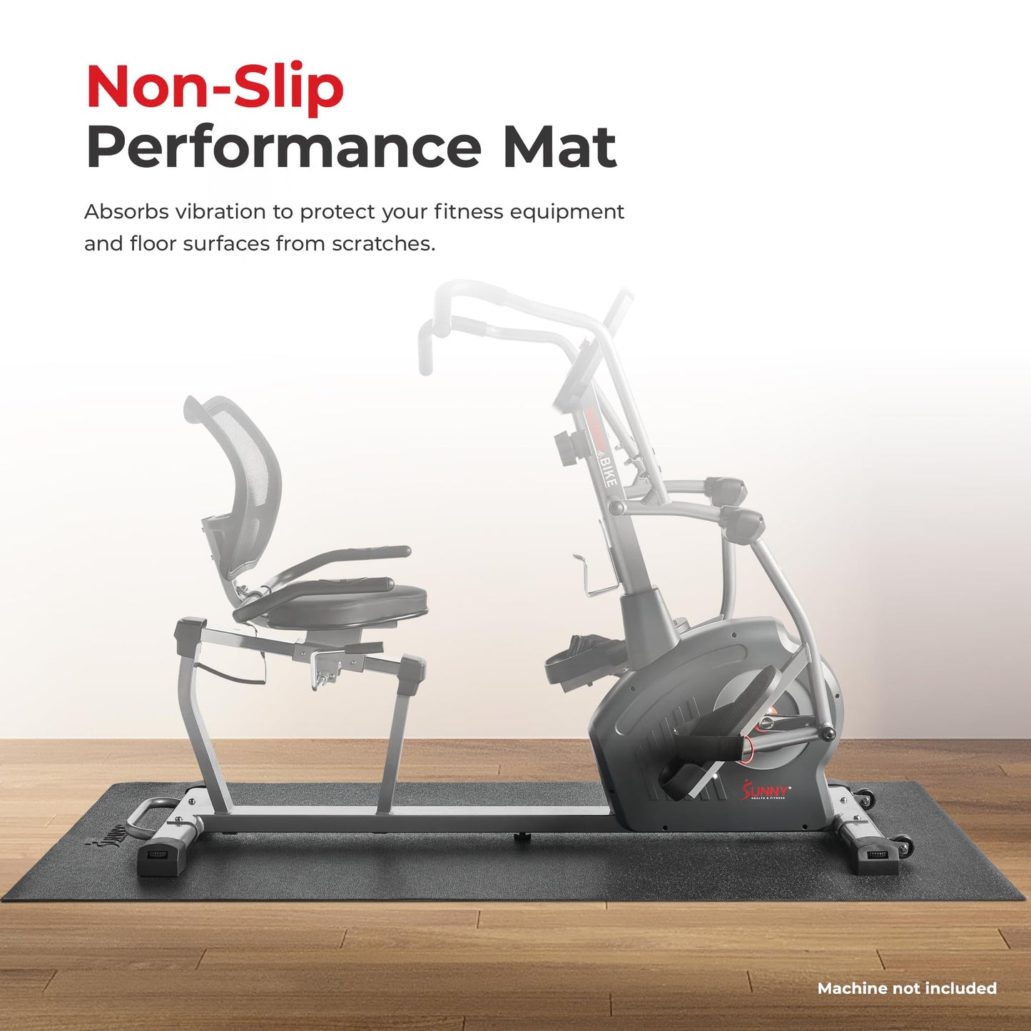 Sunny Health & Fitness Home Gym Foam Pad Floor Protection Non Slip Mat for Treadmill, Bike, Elliptical, Workout, Fitness & Exercise Equipment - Available in 4 Size Options