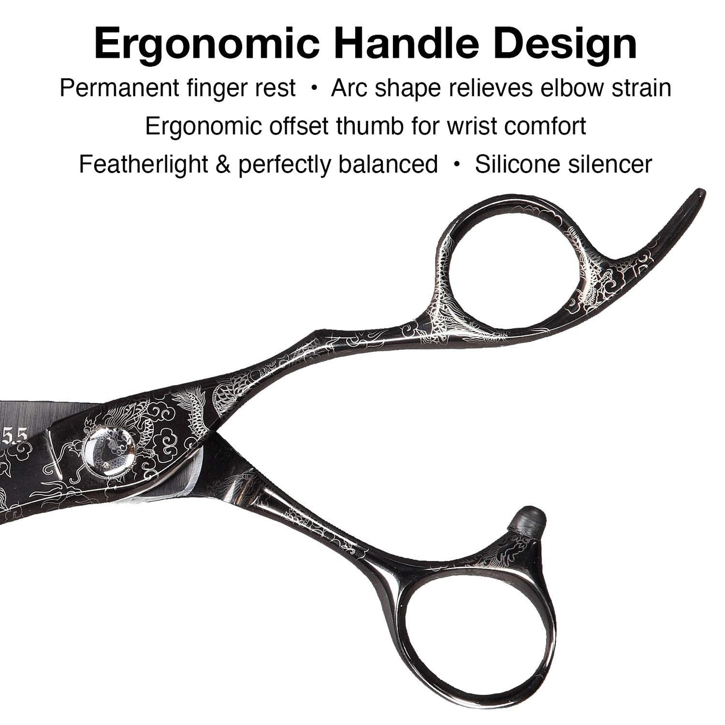 Olivia Garden Dragon Shears Kit - Includes Professional Hair Cutting 6.25" Shear, 6" Thinner, Case, and Accessories - Razor Sharp Scissors - DR-625, DR-T628