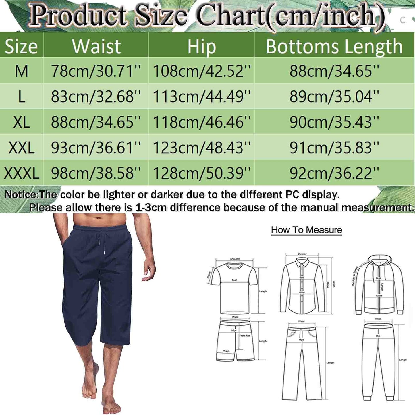 lightning deals of today prime,Beach Pants for Mens Capri Pants Solid Color Elastic Waist Tapered Pants Drawstring Capris Baggy Pants Trousers
