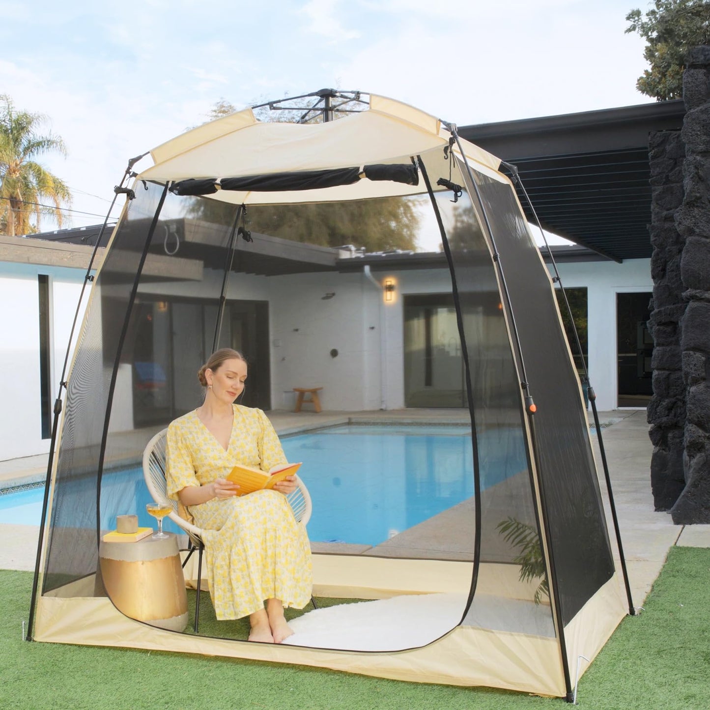 Alvantor Screen House Gazebo, 2-4 Person Pop Up Screen Tent, Instant Screen Room with Carry Bag, Outdoor Mosquito Tent Camping, Sun Shade Shelter for Patio, Garden, Backyard, Deck 7 x 4 x 7 FT