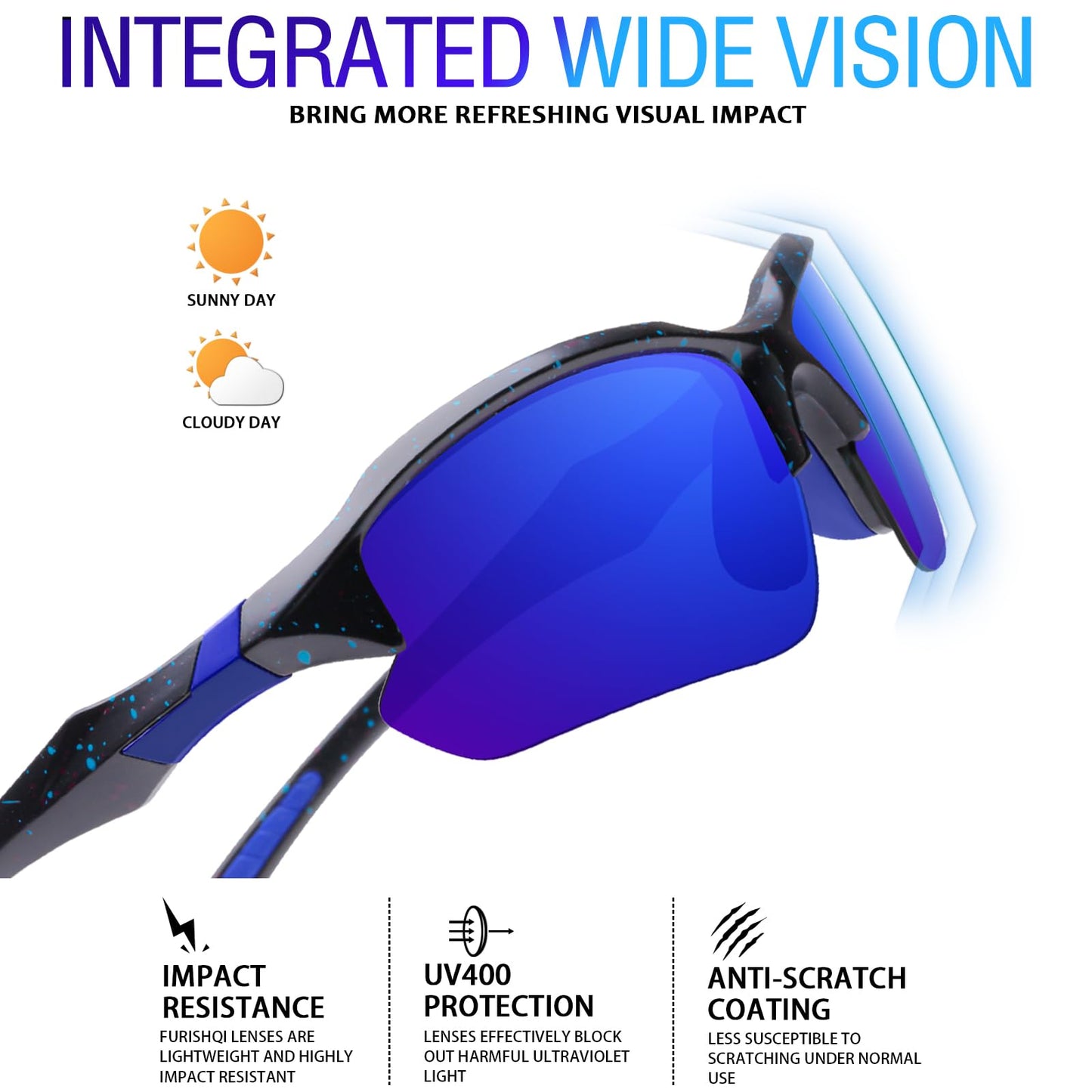 DioKiw 3PACK Sports Polarized Sunglasses for Men Cycling Running Fishing UV400 Protection Sun Glasses Lightweight Half Frame Goggles