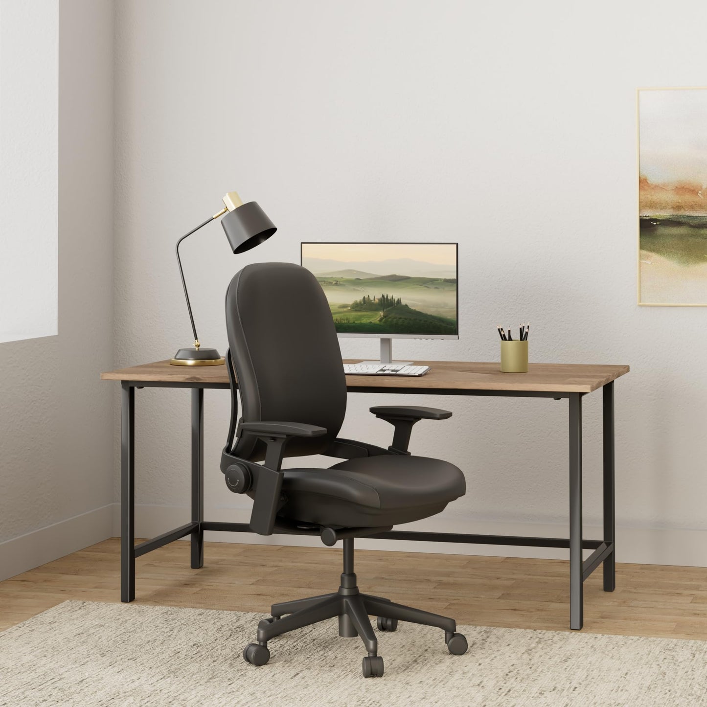 Steelcase Leap Office Chair V2 - Ergonomic Work Chair with Wheels for Carpet Flooring - Work Chair Supports Unique Body Shape - with Natural Glide System & Liveback Technology - Black Leather