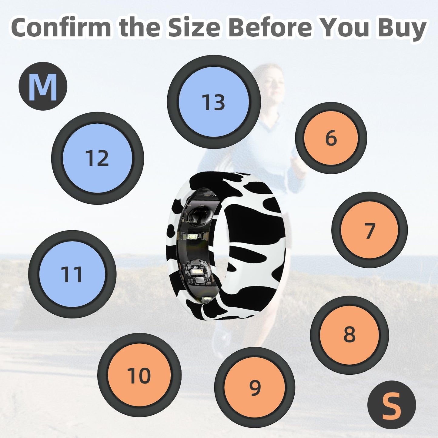 Wawoday Silicone Ring Protector Compatible with Oura Ring, Elastic Ring Cover for Oura Ring Gen 3 for Working Out (Cow, S (6/7/8/9/10))