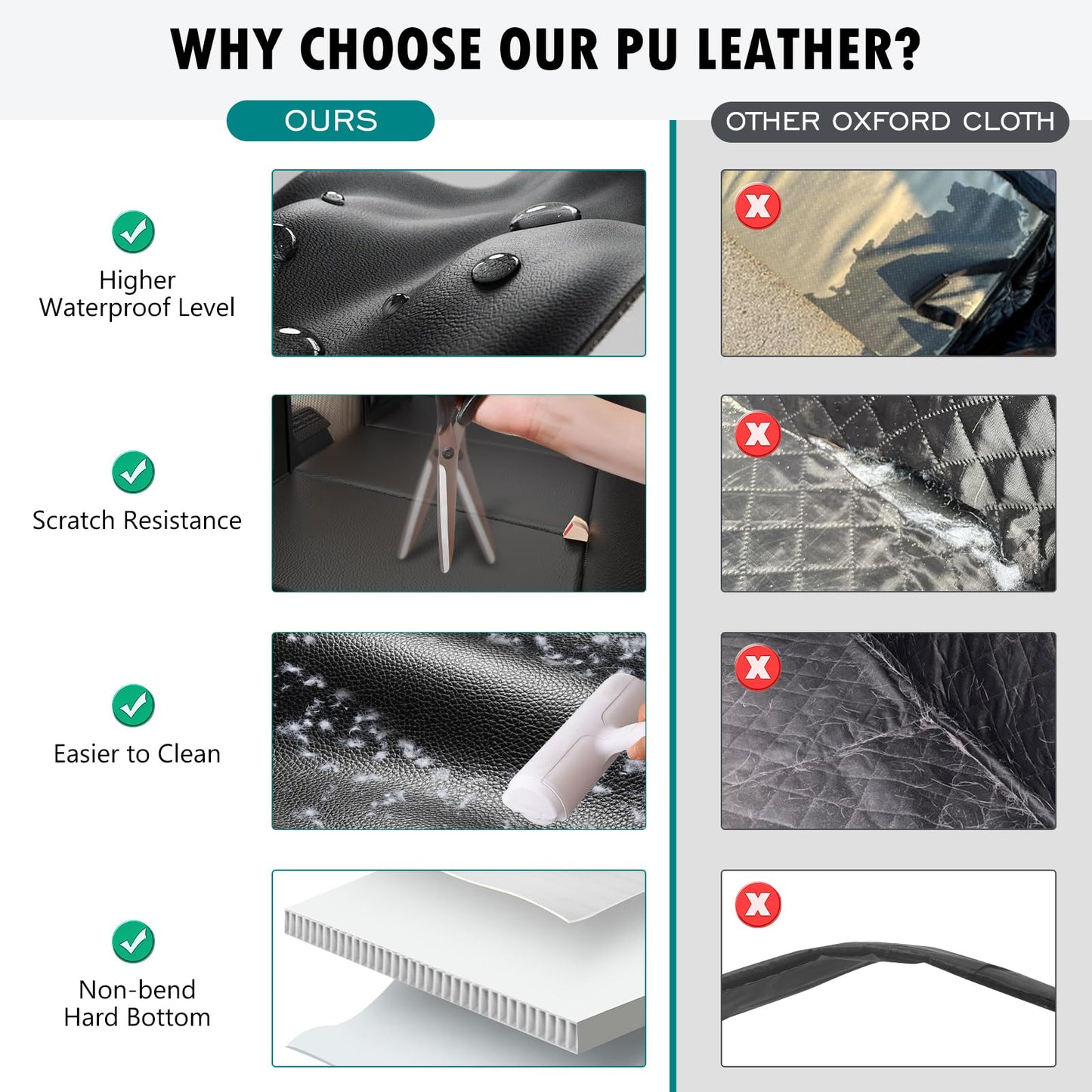 Back Seat Extender for Dogs Upgraded Anti-Scratch PU Leather, Hard Bottom Dog Car Seat Cover for Back Seat, Backseat Extender for Dogs, Waterproof Dog Hammock for Car, SUV, Small Truck, Black