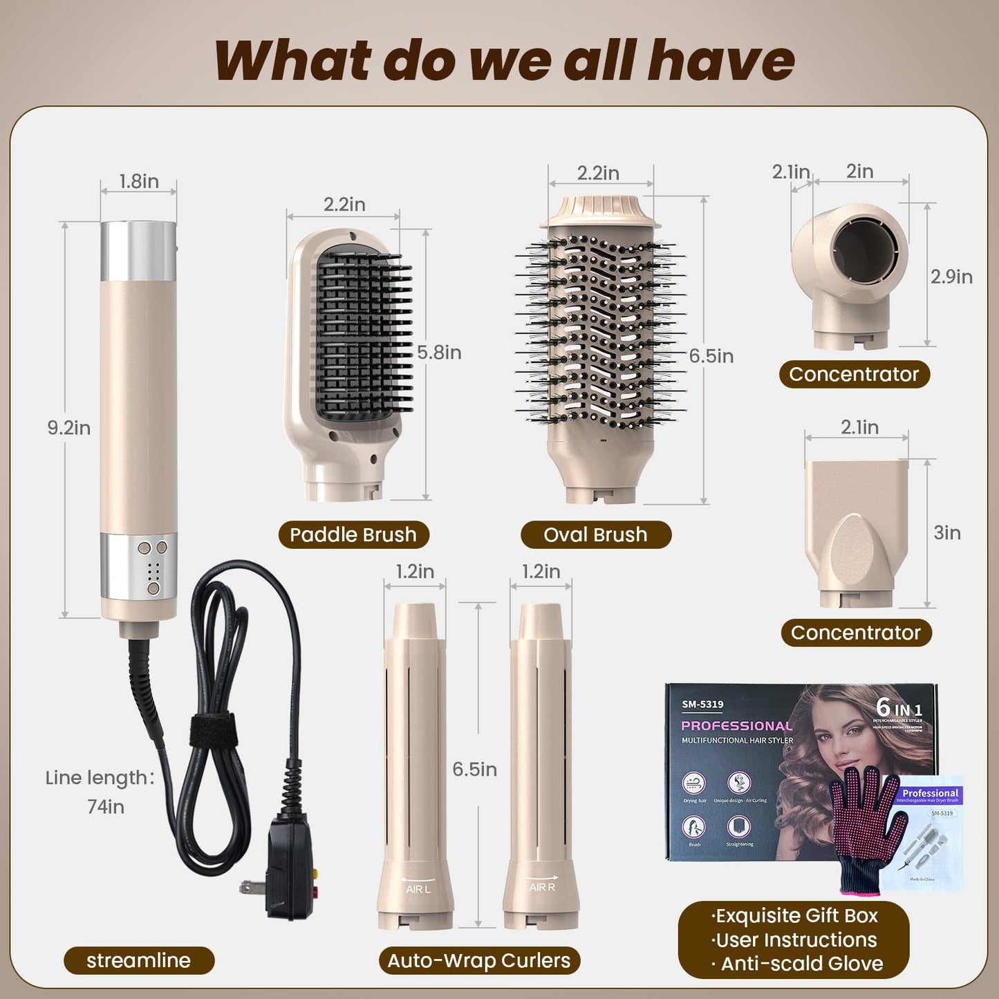 Air Wrap Hair Multi Styler Pro 6-in-1, with 110,000 RPM High Speed & Ionic Technology Styling & Drying System with 2 Auto Curlers, for Fast Volumizing, Straightening, Smoothing