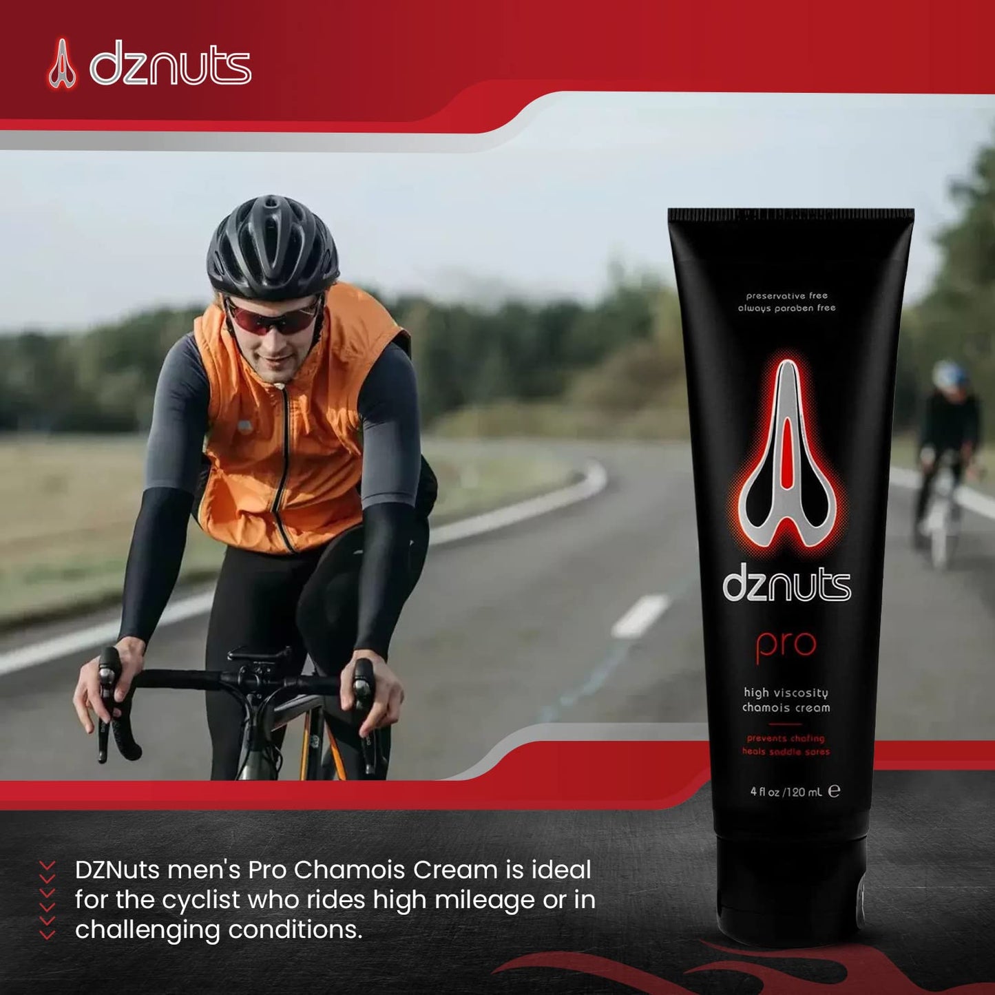 dznuts Men's Pro Chamois Cream with Microfiber Towel, Anti -Chafing Cream for Saddle Sores, Chafing, Rubbing, Inner Thighs Friction for Cyclists, Runners, Triathletes - 2 Pack (4 Fl Oz Each)