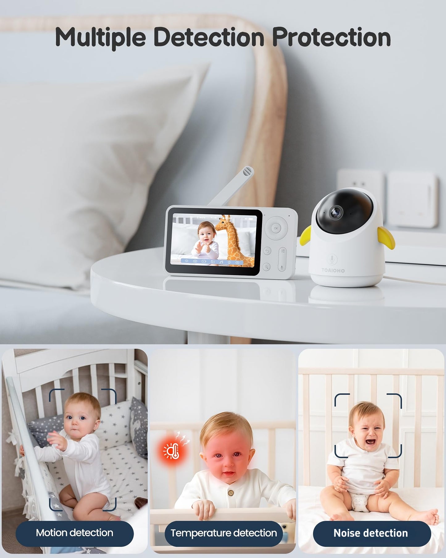 Baby Monitor with Camera and Audio WiFi/No WiFi: Baby Monitor WiFi Smartphone APP Control NightVision 4.3' Screen Smart Video Baby Monitor with Remote PTZ 2-Way Talk Motion & Cry Alert(Only 2.4G WiFi)