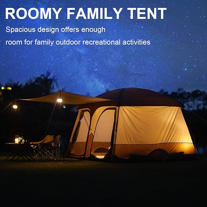 Vidalido Tents,6-8 Person Camping Tent with Extended Vestibule,2 Room Weather Resistant Family Tents,Easy Install Waterproof Outdoor Tent for Backpacking and Camping Hiking