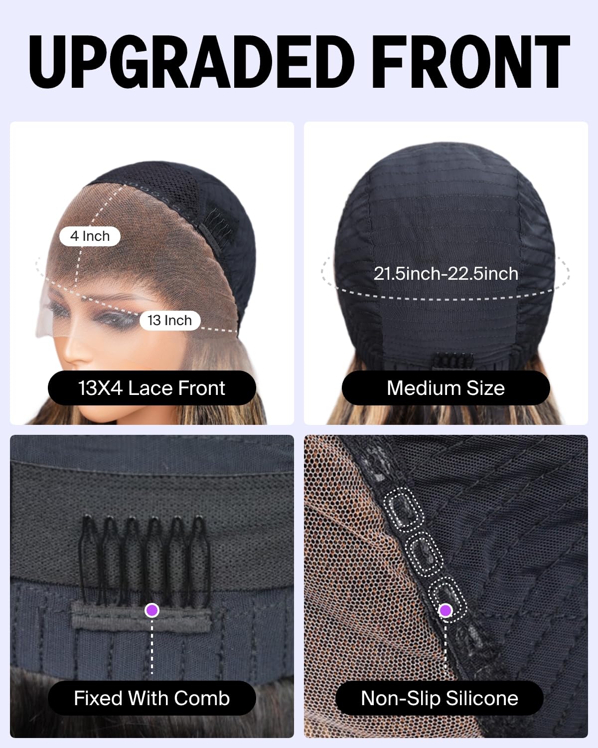 MEGALOOK Highlight Lace Front Wig Human Hair 200% Density Balayage Wig Human Hair 13x4 HD Transparent Lace Front Wigs Human Hair Pre Plucked 30inch FB27#