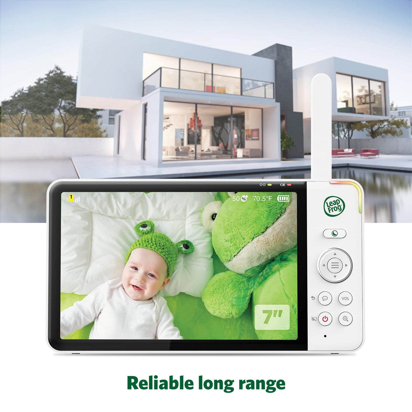LeapFrog LF930HD Baby Monitor, 7” 720p HD Display,Video Baby Monitor with Camera and Audio, 1080p Smart Remote Access,360° Pan & Tilt,Color Night Light &Vision, Two-Way Intercom