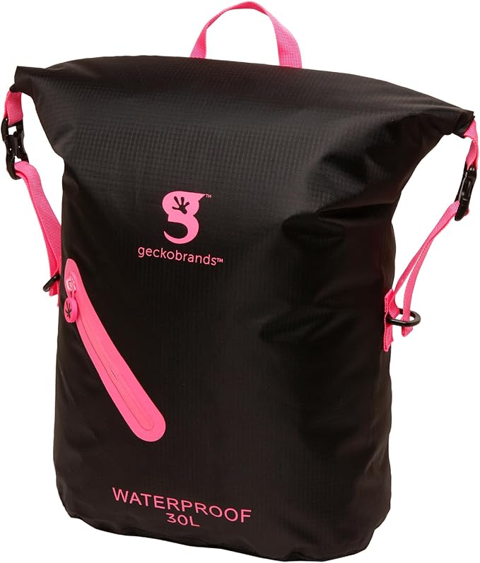geckobrands Lightweight 30L Waterproof Backpack - Lightweight Watertight Outdoor Bag Hiking Traveling Light Water Activities