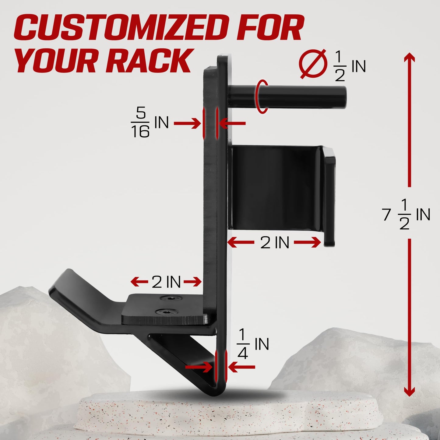 Yes4All Alloy Steel J-Hook 2 * 2, Hole 1/2 Power Rack Attachments - Capacity 1,000 lbs for Squat Rack for Home Gym