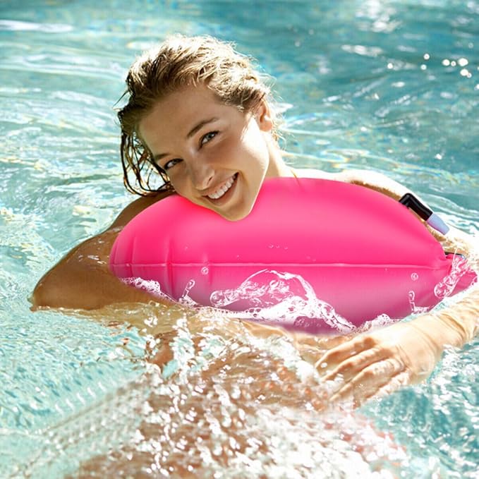 Swim Buoy for Open Water, High-Visibility Swim Safety Float Waterproof Dry Bag for Swimmers Triathletes Kayakers Snorkelers, Swimming Open Water Buoy for Safer Swim Training