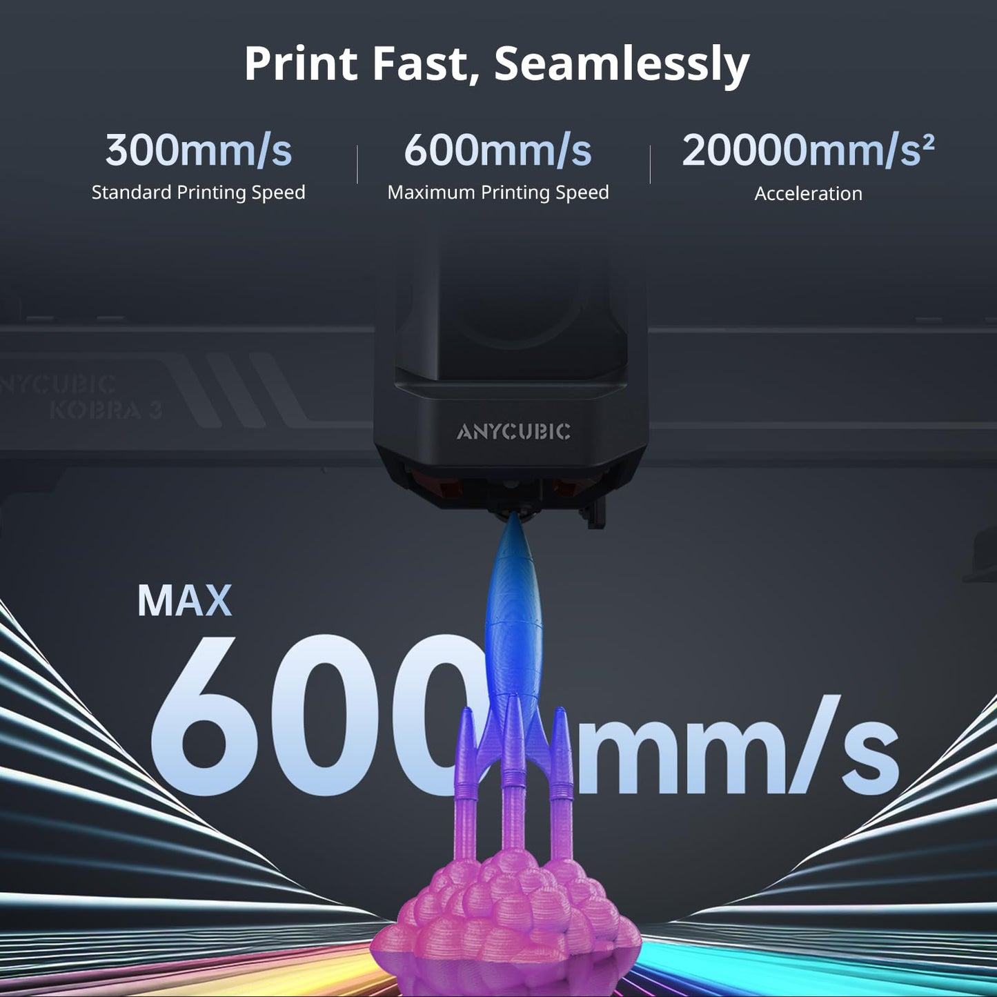 Anycubic Kobra 3 Combo 3D Printer, Multi-Color 3D Printer 4 Colors, Max 600mm/s Print Speed with ACE Pro Sealed Storage Keep Filament Dry, Print Smooth Ideal for All Skill Levels 9.8"x9.8"x10.2"