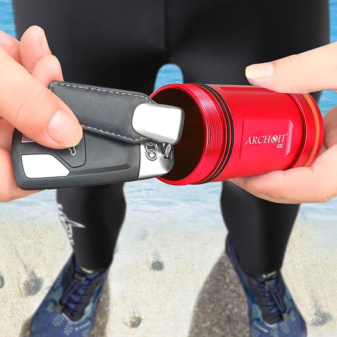 ARCHON Aluminum Alloy Waterproof Car Key Holder FOB Case, Keychain Dry Storage Box for Swimming,Diving Essential, Small Bag Kit for Boating