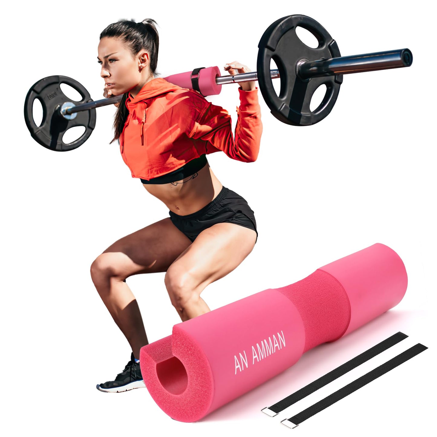AN AMMAN Barbell Pad Perfect for Squat, Hip Thrust - Relieves Neck and Shoulder Pain Thick Foam Cushion - Gym Workout Smith Machine Thruster Weightlifting Grey Marble Pattern AM001PT
