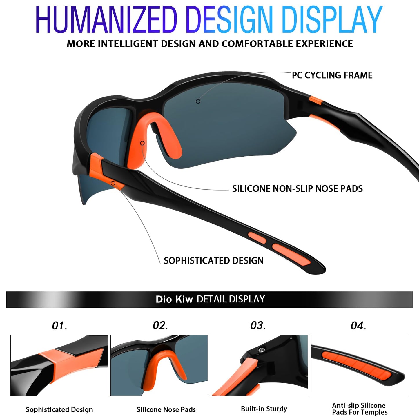 DioKiw 3PACK Sports Polarized Sunglasses for Men Cycling Running Fishing UV400 Protection Sun Glasses Lightweight Half Frame Goggles