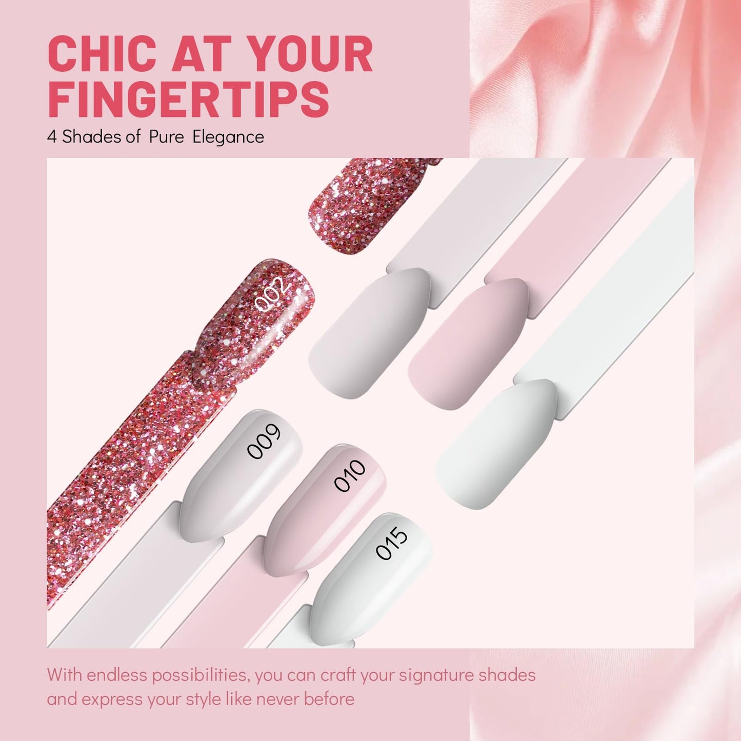 Aokitec Dip Powder Nail Kit Starter - 4 Colors White Nude Pink Glitter Nail Dip Powder with Dip Base Activator Top Coat Dipping Powder Liquid Set for Nail Art Manicure DIY Salon