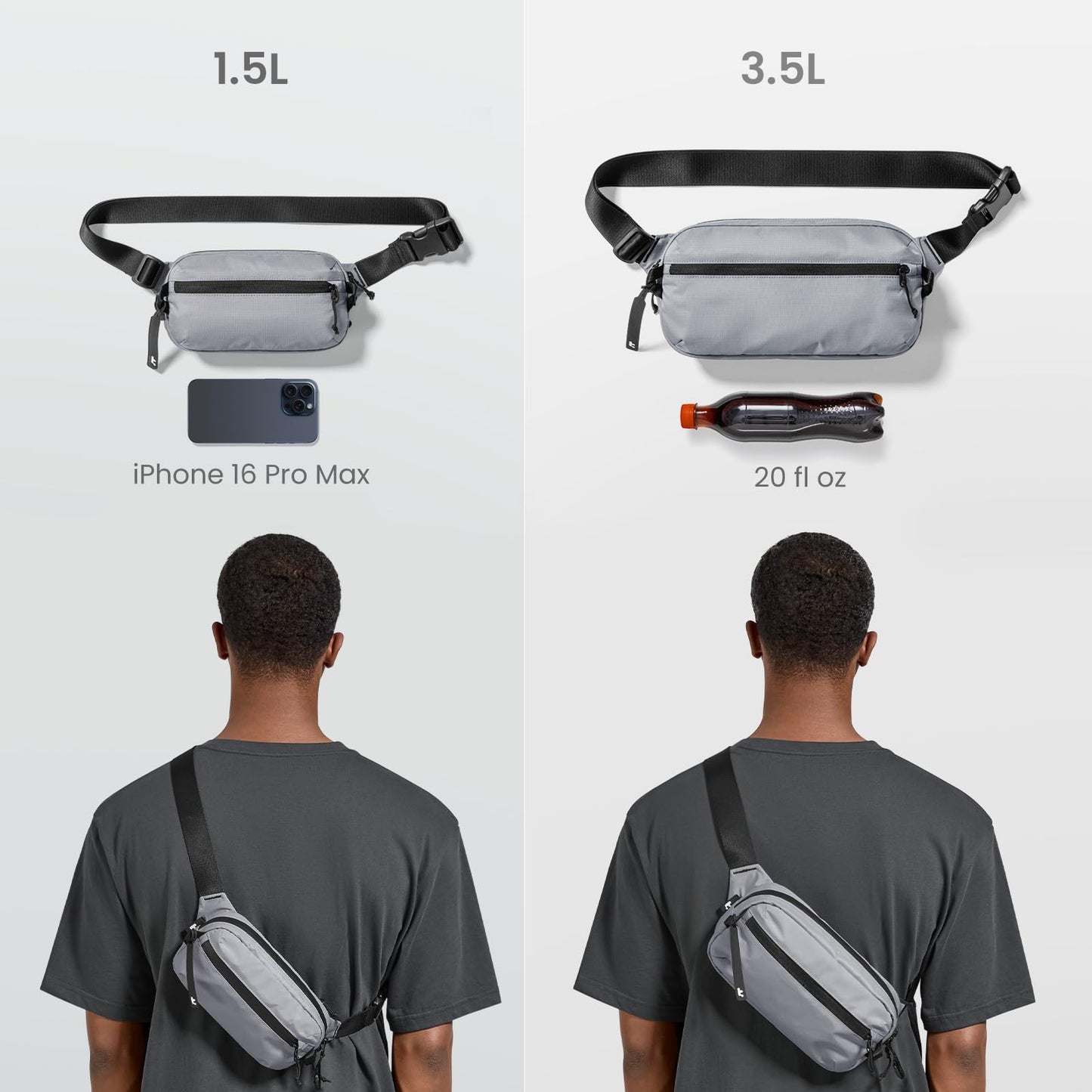 tomtoc 1.5L Sling Bag with RFID Blocking, Crossbody Bag Minimalist Chest Shoulder Pack for Men and Women, Water-resistant Lightweight Carry Casual Bag for Travel, Daily Use