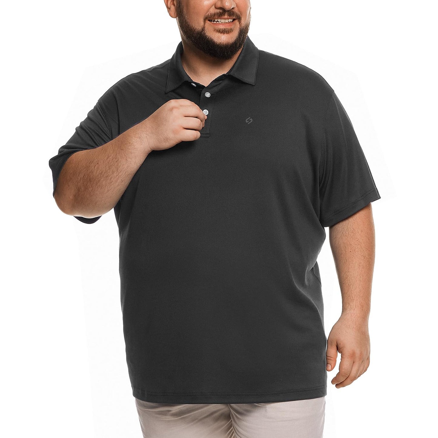 HOdo Big and Tall Mens Polo Shirt Moisture Wicking Sport Shirt Black 6XL