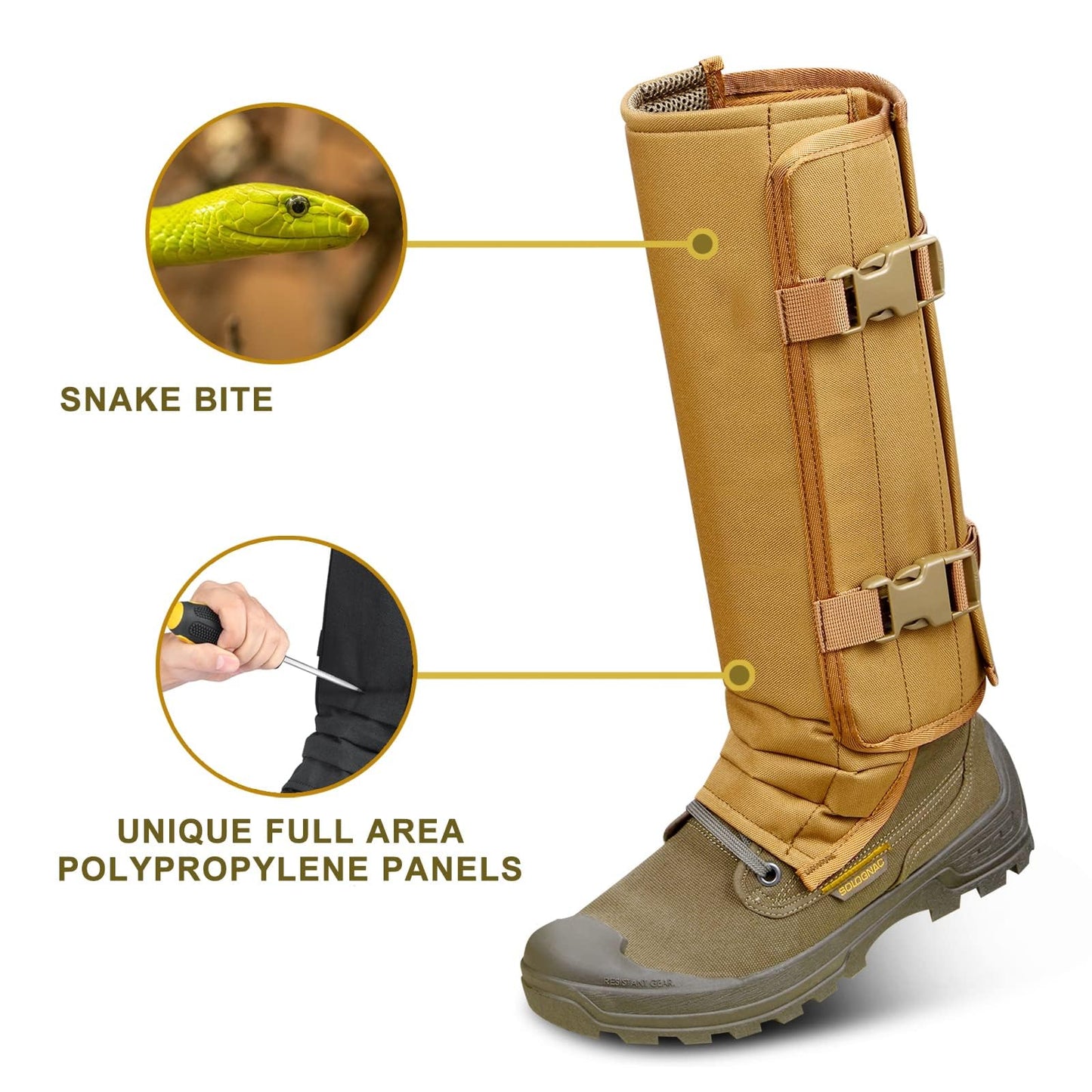 CAMOMAX Snake Gaiters Snake Chaps,Snake Bite Kit for Humans,Snake Guards,Snake Leggings for Men & Women with Adjustable Size