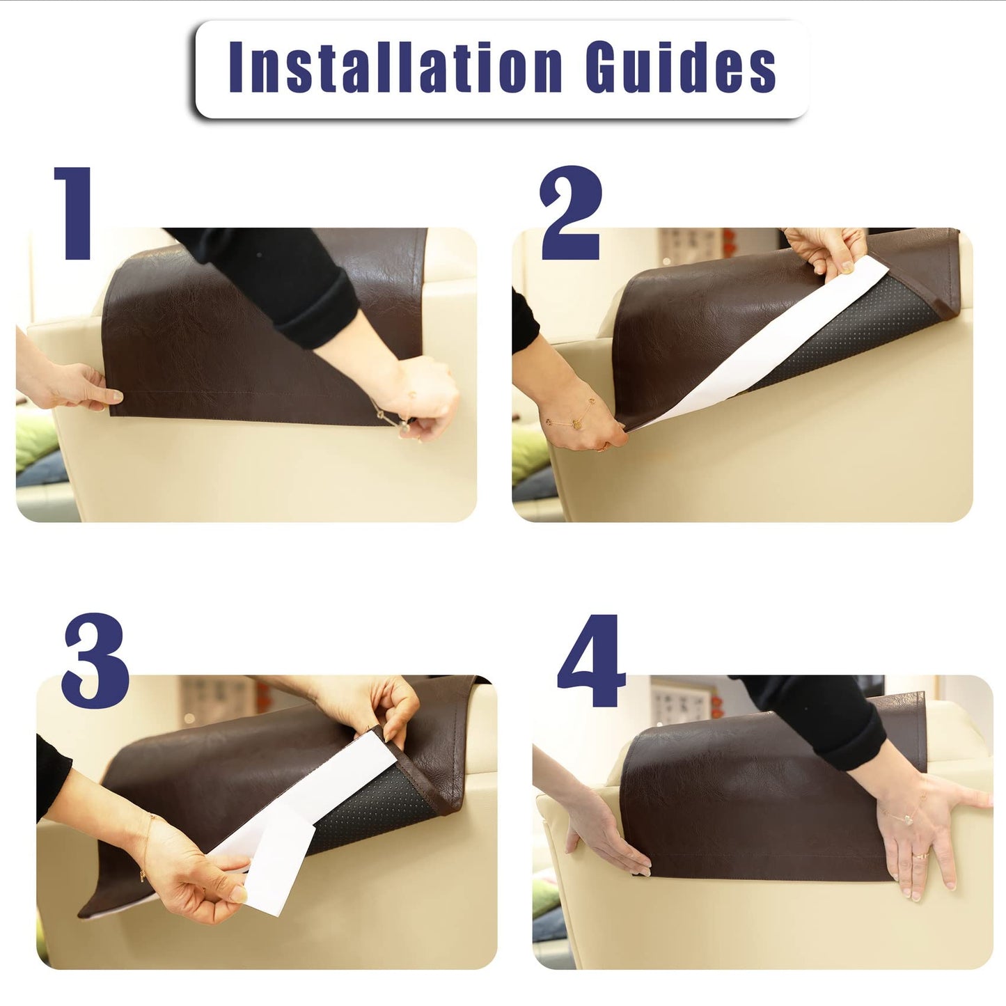 AmazeCov Non Slip Headrest Cover for Furniture Slipcovers,Faux Leather Headrest Protector for Recline Chair Vinyl Head Protector for Sofa,Theater Seat Cover for Home & Office 17x27 in, Chocolate