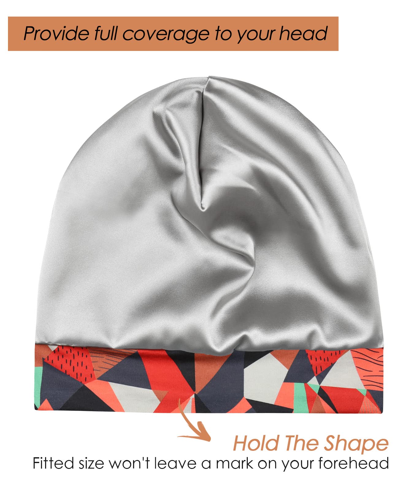 Satin Sleep Cap,Silk Lined Extra Large Black Women Natural Hair Bed Bonnet
