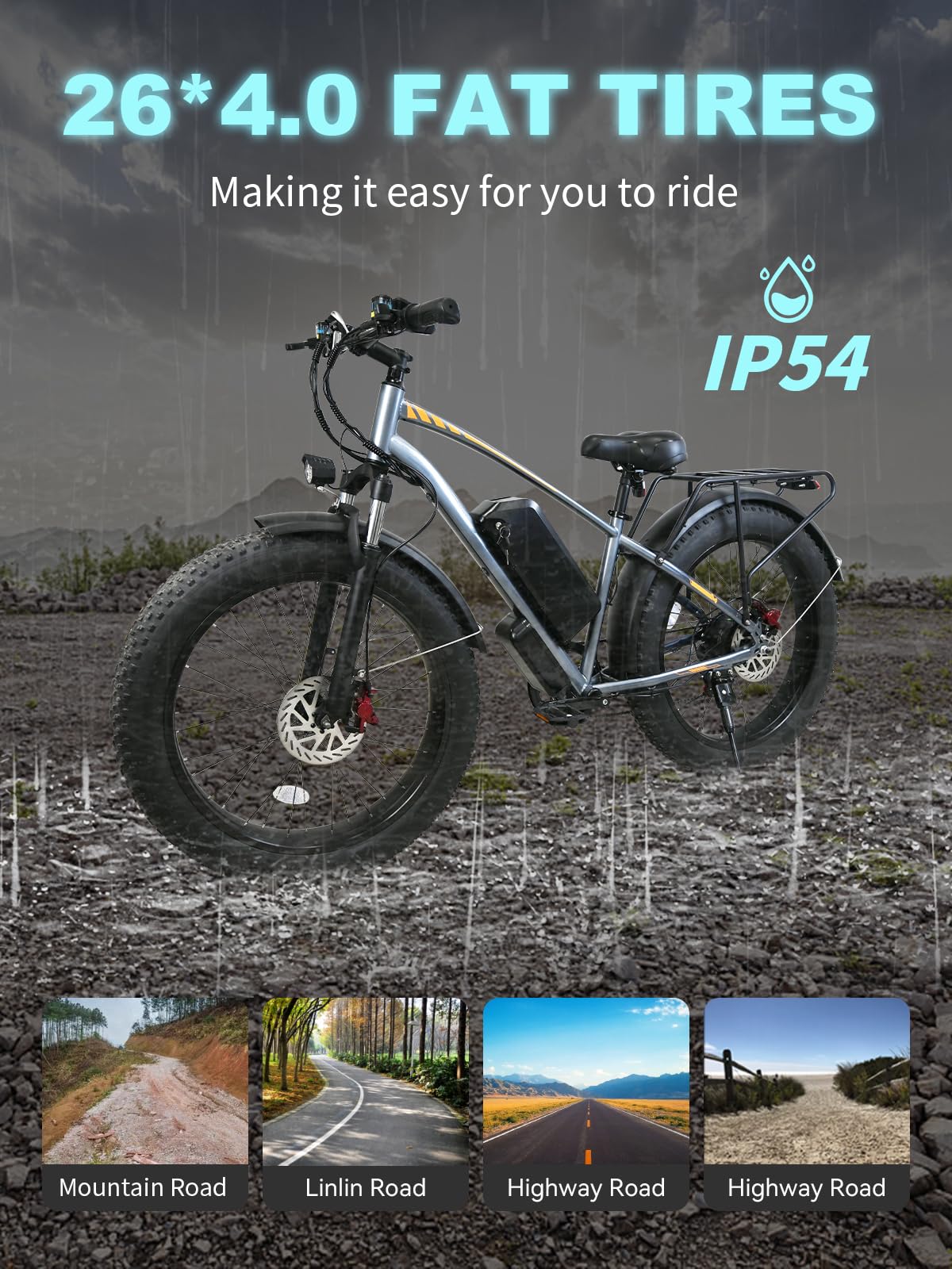 Electric Bike for Adults - Peak 1000W E Bikes -Fat Tire Electric Bicycle Up to 30MPH 60+ Miles with 48V 18.2AH Removable Battery - 26" Electric Mountain Bike Features 7-Speed, Hydraulic Disc Brake
