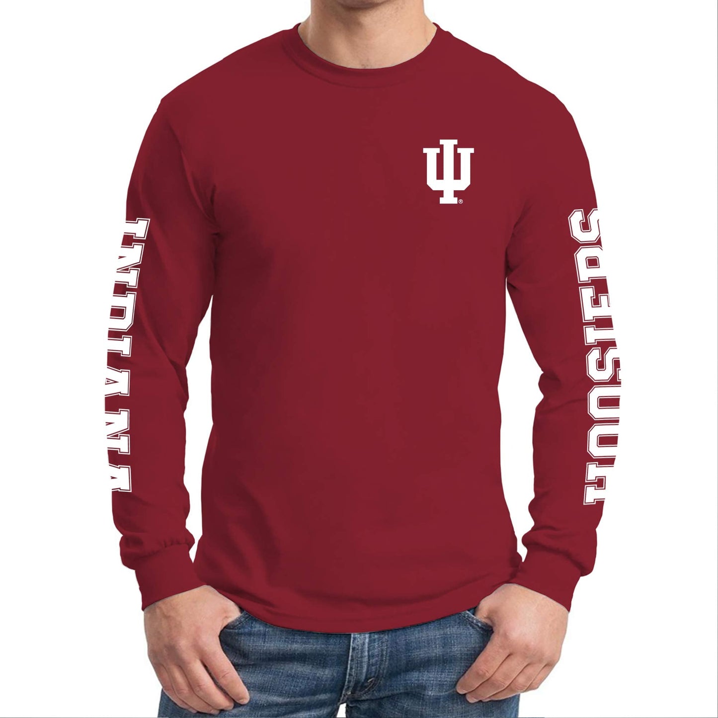 AL1120 - Indiana Hoosiers Double Sleeve Print Long Sleeve - Medium - Cardinal